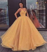 Sweetheart Yellow Long Modest Prom Gown, Long A-line Fashion Prom Dress DMP79